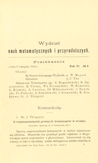 Sprawozdania z Posiedzeń Towarzystwa Naukowego Warszawskiego, Wydział III, Nauk Matematycznych i Przyrodniczych. Rok VI. No 8.