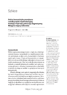 Polska humanistyka powojenna i wielki projekt modernizacyjny. Szukając inspiracji, pokonując dogmatyzmy. Wstępna mapa problem&oacute;w.