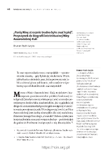 &bdquo;Panią Ninę strasznie trudno było znać lepiej&rdquo;. Przyczynek do biografii intelektualnej Niny Assorodobraj-Kuli.