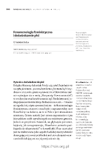 Fenomenologia feministyczna i doświadczenie płci.