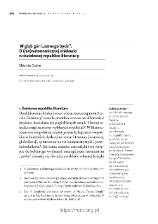 W głąb g&oacute;r i &bdquo;samego bycia&rdquo;. O (nie)autonomicznej enklawie w światowej republice literatury.
