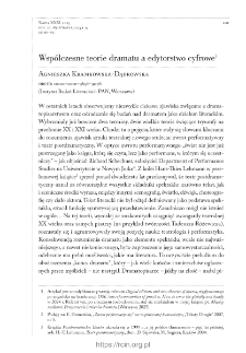 Wsp&oacute;łczesne teorie dramatu a edytorstwo cyfrowe.