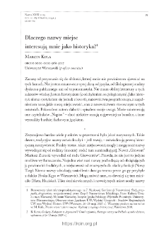 Dlaczego nazwy miejscowe interesują mnie jako historyka?