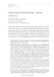 Impresa Daniela Naborowskiego &ndash; kontekst teoretyczny.