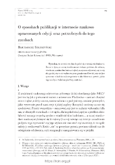 O sposobach publikacji w internecie naukowo opracowanych edycji oraz potrzebnych do tego zasobach.