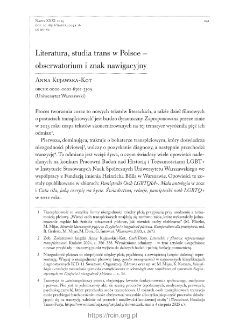 Literatura, studia trans w Polsce &ndash; obserwatorium i znak nawigacyjny.