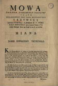 Mowa Jmieniem Przezacney Palestry