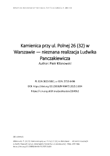 Kamienica przy ul. Polnej 26 (32) w Warszawie &mdash; nieznana realizacja Ludwika Panczakiewicza