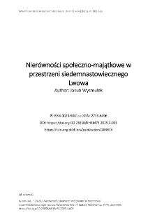 Nier&oacute;wności społeczno-majątkowe w przestrzeni siedemnastowiecznego Lwowa