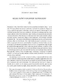 Kilka sł&oacute;w o Juliuszu Słowackim.