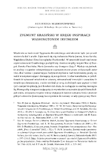 Zygmunt Krasiński w kręgu inspiracji Washingtonem Irvingiem.