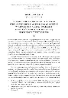 O "duszy wolnego Polaka" - portret Jana Krasińskiego nakreślony w kazaniu wygłoszonym na jego pogrzebie przez kr&oacute;lewskiego kaznodzieję Ignacego Witoszyńskiego.