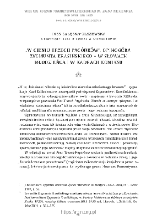 "W cieniu Trzech Pag&oacute;rk&oacute;w". Opinog&oacute;ra Zygmunta Krasińskiego - w słowach młodzieńca i kadrach komiksu.