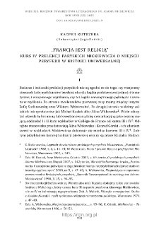 "Francja jest religią". Kurs IV prelekcji paryskich Mickiewicza o miejscu peryferii w historii uniwersalnej.