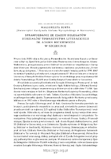 Sprawozdanie ze Zjazdu Delegat&oacute;w Oddział&oacute;w Towarzystwa Literackiego im. Adama Mickiewicza w Szczecinie.