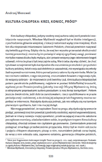 Kultura chłopska: kres, koniec, pr&oacute;g?
