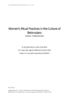 Women&rsquo;s Ritual Practices in the Culture of Belarusians