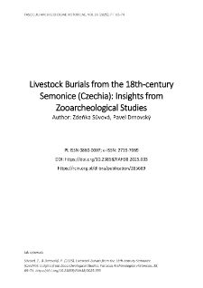 Livestock Burials from the 18th-century Semonice (Czechia): Insights from Zooarcheological Studies