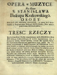 Opera w Muzyce Na Honor S. Stanisława Biskupa Krakowskiego