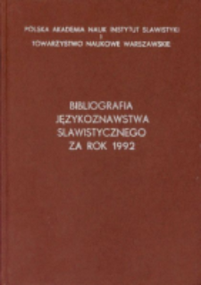 Bibliografia Językoznawstwa Slawistycznego za Rok 1992 (wyd. 1995)