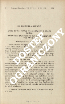 Dwie nowe formy krocionog&oacute;w z okolic Wilna