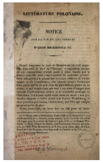 Notice sur la vie et les po&eacute;sies d'Adam Micki&eacute;wicz