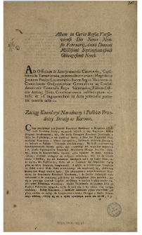 Zaciąg Kawaleryi Narodowey i Pułk&oacute;w Przedniey Straży w Koronie : [oblata] : Actum in Curia Regia Varsaviensi Die Nona Mensis Februarij Anno Domini Millesimo Septingentesimo Octuagesimo Nono.