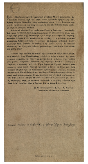 Zalecenie Modlitw za Duszę J W. ś. p. Jędrzeja Ordynata Zamoyskiego : [Datum] Dan w Łowiczu dnia 9. Marca roku 1792