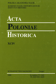 Acta Poloniae Historica. T. 94 (2006), Strony tytułowe, Spis treści