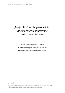 &bdquo;Moja ulica&rdquo; w obcym mieście &minus; doświadczenie londyńskie