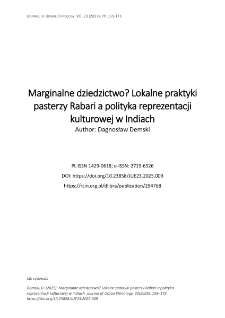 Marginalne dziedzictwo? Lokalne praktyki pasterzy Rabari a polityka reprezentacji kulturowej w Indiach