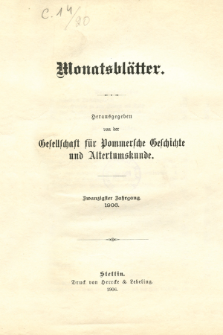 Monatsbl&auml;tter Jhrg. 20, H. 1 (1906)