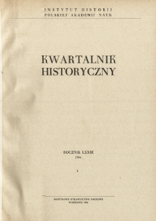 Kwartalnik Historyczny R. 73 nr 4 (1966), Strony tytułowe, spis treści