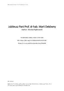 Jubileusz Pani Prof. dr hab. Marii Dek&oacute;wny