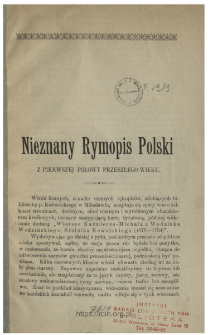 Nieznany rymopis polski z pierwszej połowy przeszłego wieku