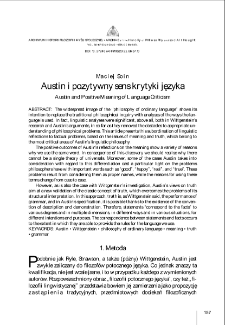 Austin i pozytywny sens krytyki języka = Austin and Positive Meaning of Language Criticism