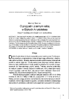 O przyjaźni z samym sobą w "Etykach" Arystotelesa = About Friendship with Oneself in Aristotle&rsquo;s "Ethics"
