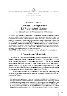 Il processo come pretesto. Sul "Palamede" di Gorgia = The Trial as a Pretext. On Gorgias&rsquo; "Defense of Palamedes"