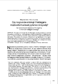 Czy na gruncie ontologii Heideggera można sformułować pytanie o krzywdę? = Can we Address the Question of Wrongdoing in Terms of Heidegger's Ontology?