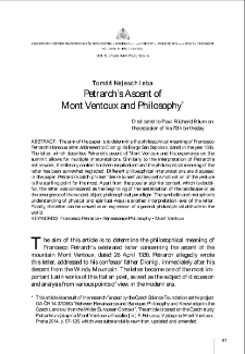 Petrarch's Ascent of Mont Ventoux and Philosophy