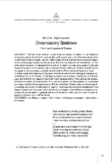 Dwa rozumy Szestowa = The Two Reasons of Shestov