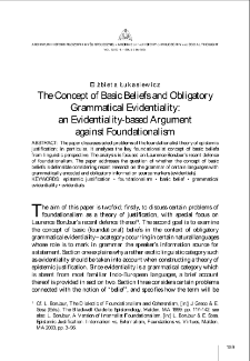 The Concept of Basic Beliefs and Obligatory Grammatical Evidentiality: an Evidentiality-based Argument against Foundationalism