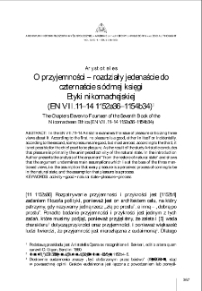 O przyjemności &ndash; rozdziały jedenaście do czternaście, si&oacute;dmej księgi "Etyki nikomachejskiej" (EN VII.11&ndash;14 1152a36&ndash;1154b34) = About Pleasure &ndash; Chapters Eleven to Fourteen of the Seventh Book of the "Nicomachean Ethics" (EN VII.11&ndash;14 1152a36&ndash;1154b34)