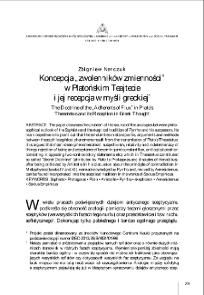 Koncepcja &bdquo;zwolennik&oacute;w zmienności&rdquo; w Platońskim 'Teajtecie' i jej recepcja w myśli greckiej = The Doctrine of the &bdquo;Adherents of Flux&rdquo; in Plato&rsquo;s 'Theaetetus' and its Reception in Greek Thought