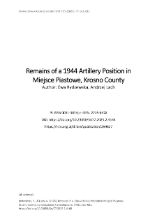 Remains of a 1944 Artillery Position in Miejsce Piastowe, Krosno County