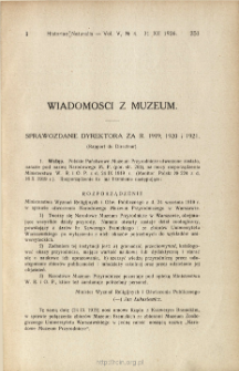 Sprawozdanie dyrektora za r. 1919, 1920, 1921