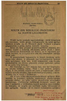Wpływ idei rewolucji francuskiej na poet&oacute;w-legjonist&oacute;w