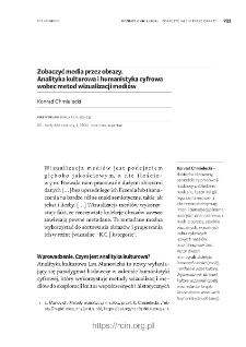 Zobaczyć media przez obrazy. Analityka kulturowa i humanistyka cyfrowa wobec metod wizualizacji medi&oacute;w.