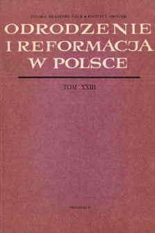 Odrodzenie i Reformacja w Polsce T. 23 (1978), Reviews