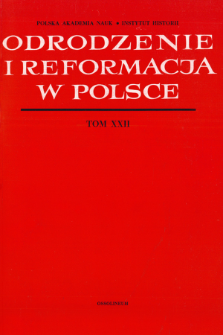Odrodzenie i Reformacja w Polsce T. 22 (1977), Strony tytułowe, Spis treści